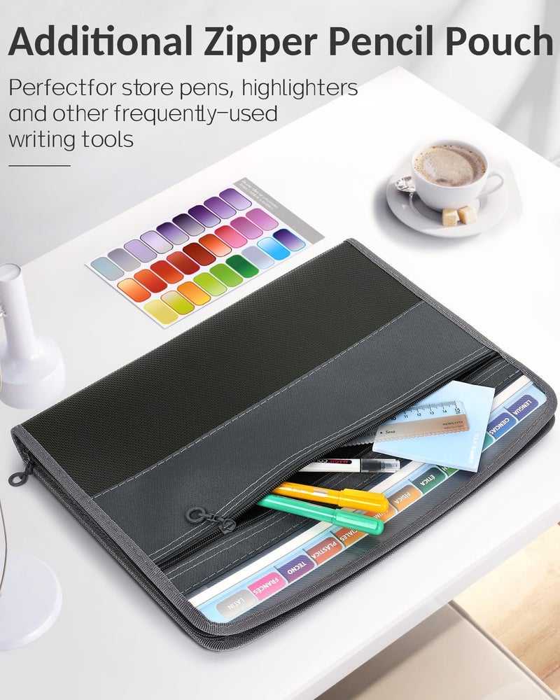 Sooez Accordion File Organizer with Safe Zipper  12 Pocket Expanding File Folder with Front Pencil Pouch  Portable Monthly Paper Bill Tax Receipt Organizer  School Office Supplies  Letter Size  Blue - Image 5